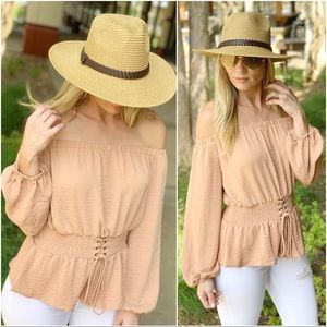 Infinity Raine Tops - Camel corset waist tunic Infinity Raine Tops - Camel corset waist tunic